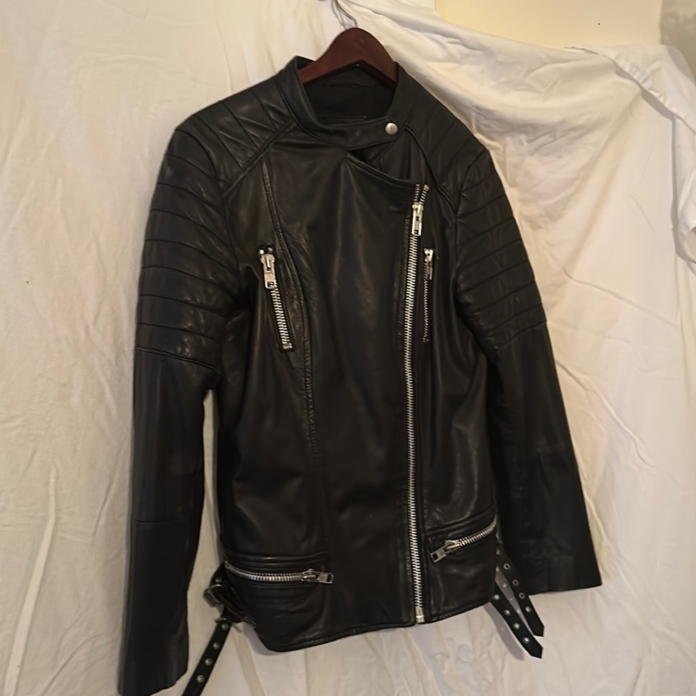 ASOS black moto jacket genuine leather
